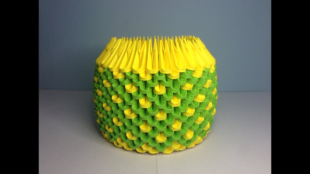 DIY: 3D Origami Brush/Pen Holder (D.Green & Yellow)