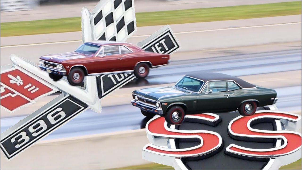 1966 Chevrolet Chevelle drag racing 1969 Chevrolet Nova FACTORY STOCK DRAG RACE - no commentary