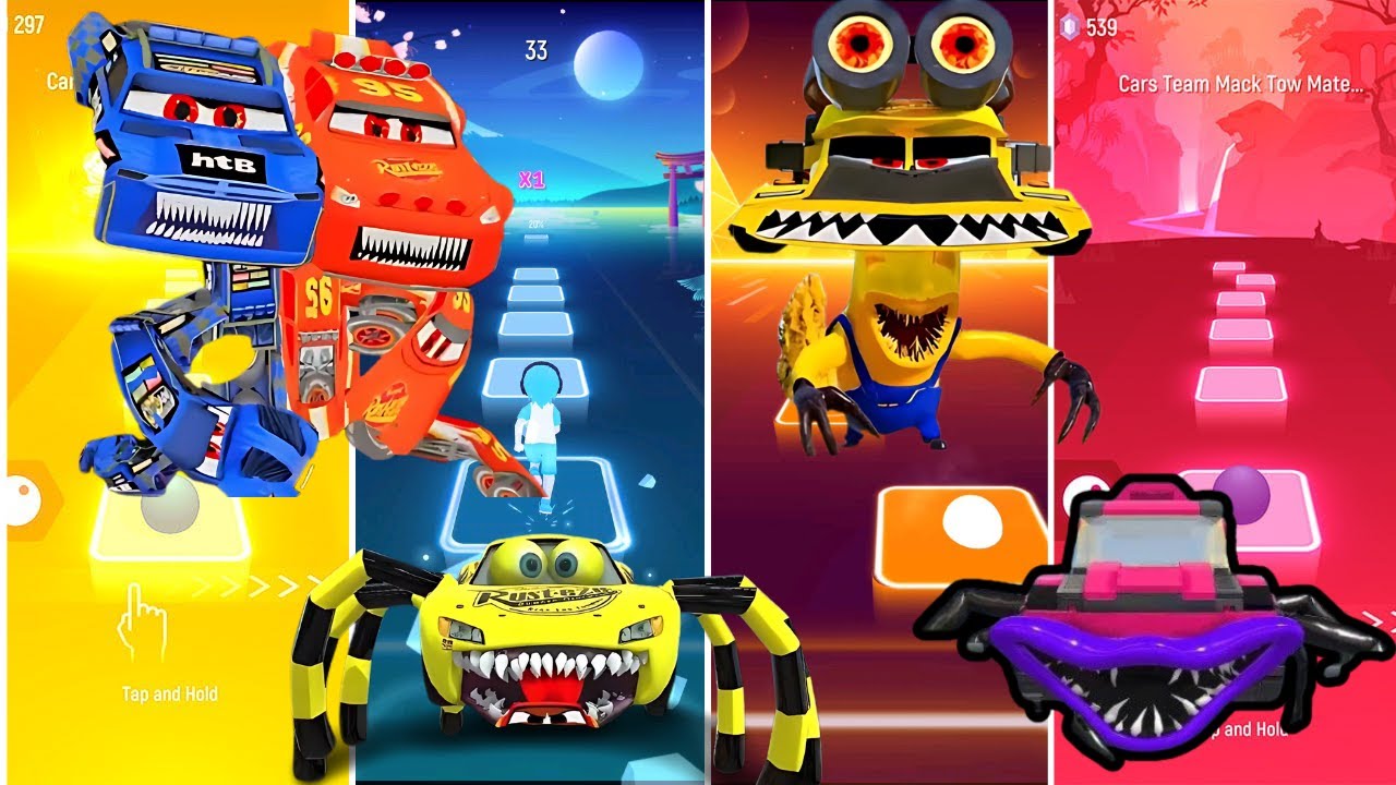 Trophy truck monster vs McQueen yellow spider eater vs Carla veleso pixar car vs Mcqueen eater lego