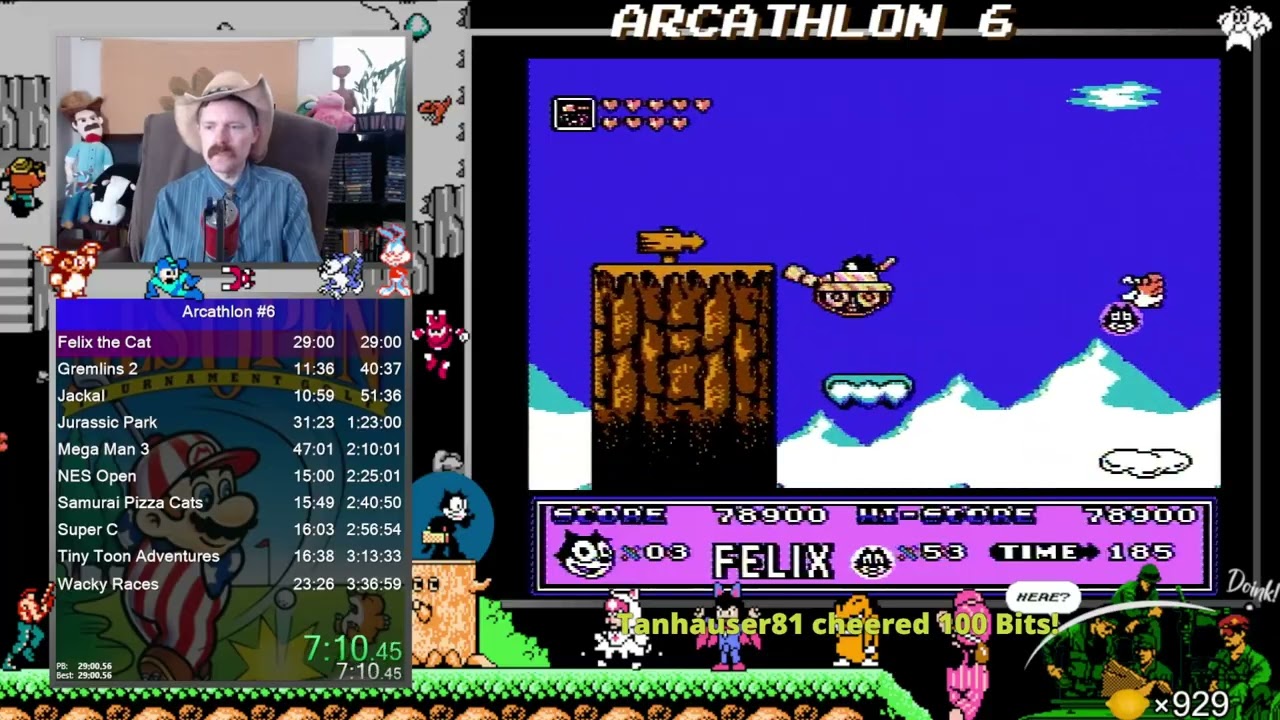 Arcathlon #6 PB run! (Felix, Gremlins 2, Jackal, Jurassic Park, Mega Man 3, Super C, Tiny Toons)