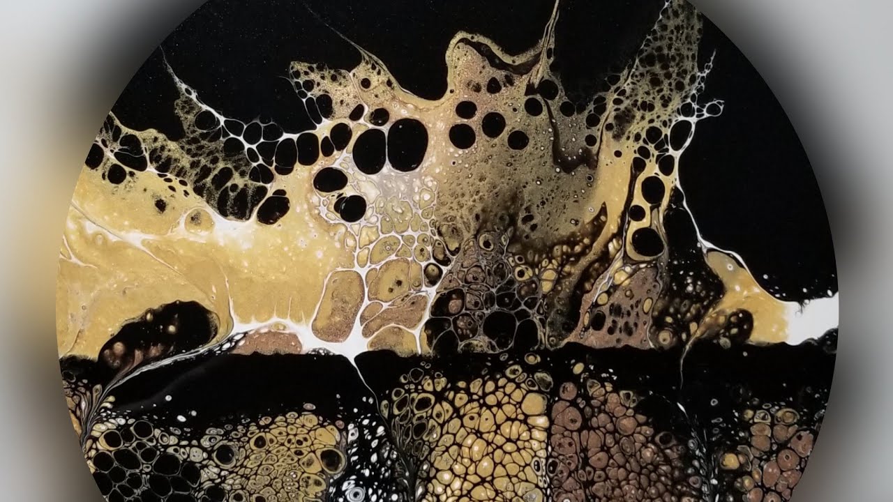 (32) ACRYLIC POUR Swipe and Blow! Metallics, black and white - Floetrol as medium EASY!