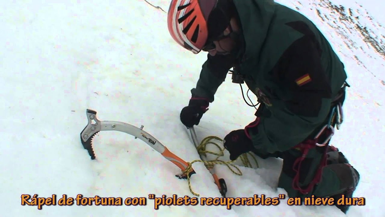 Rápel de fortuna con piolets recuperables