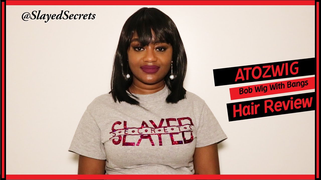 ATOZWIG Straight Bob Wig With Bangs
