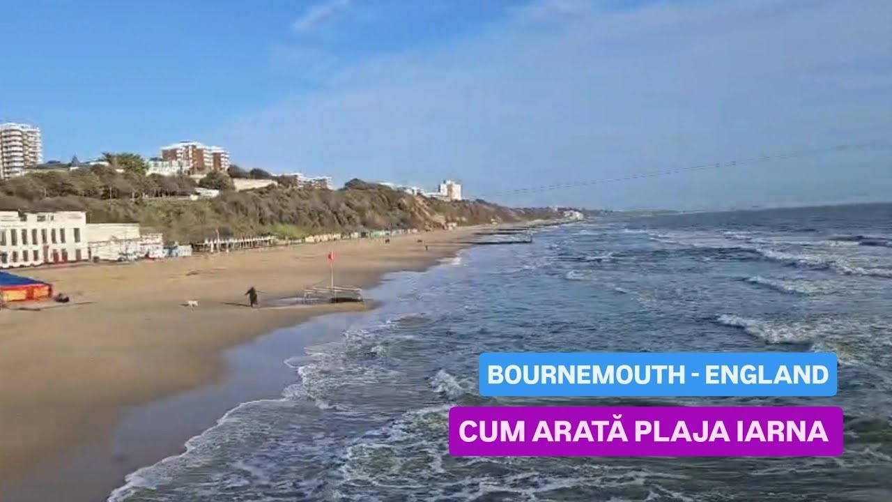 [4K][16 IANUARIE 2026] BOURNEMOUTH BEACH🏴󠁧󠁢󠁥󠁮󠁧󠁿ENGLAND - HAI SĂ EXPLORĂM PLAJA IARNA 