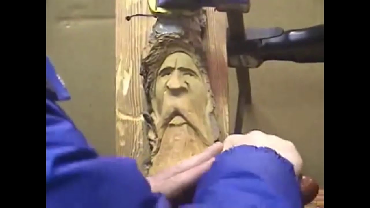 Wood Spirit Carving, How To Carve A Face With Hand Tools (Time Lapse)