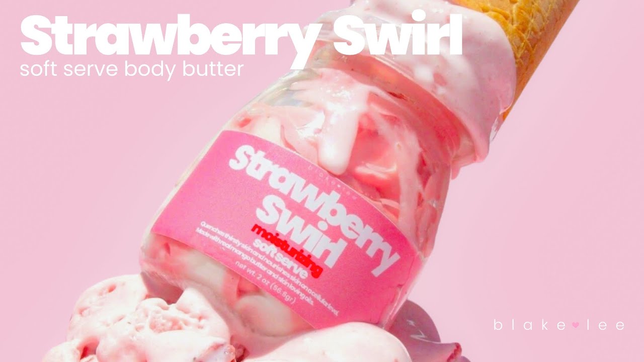 Strawberry Swirl Soft Serve Body Butter Cream Lotion DIY (Emulsified Body Butter) 🍦