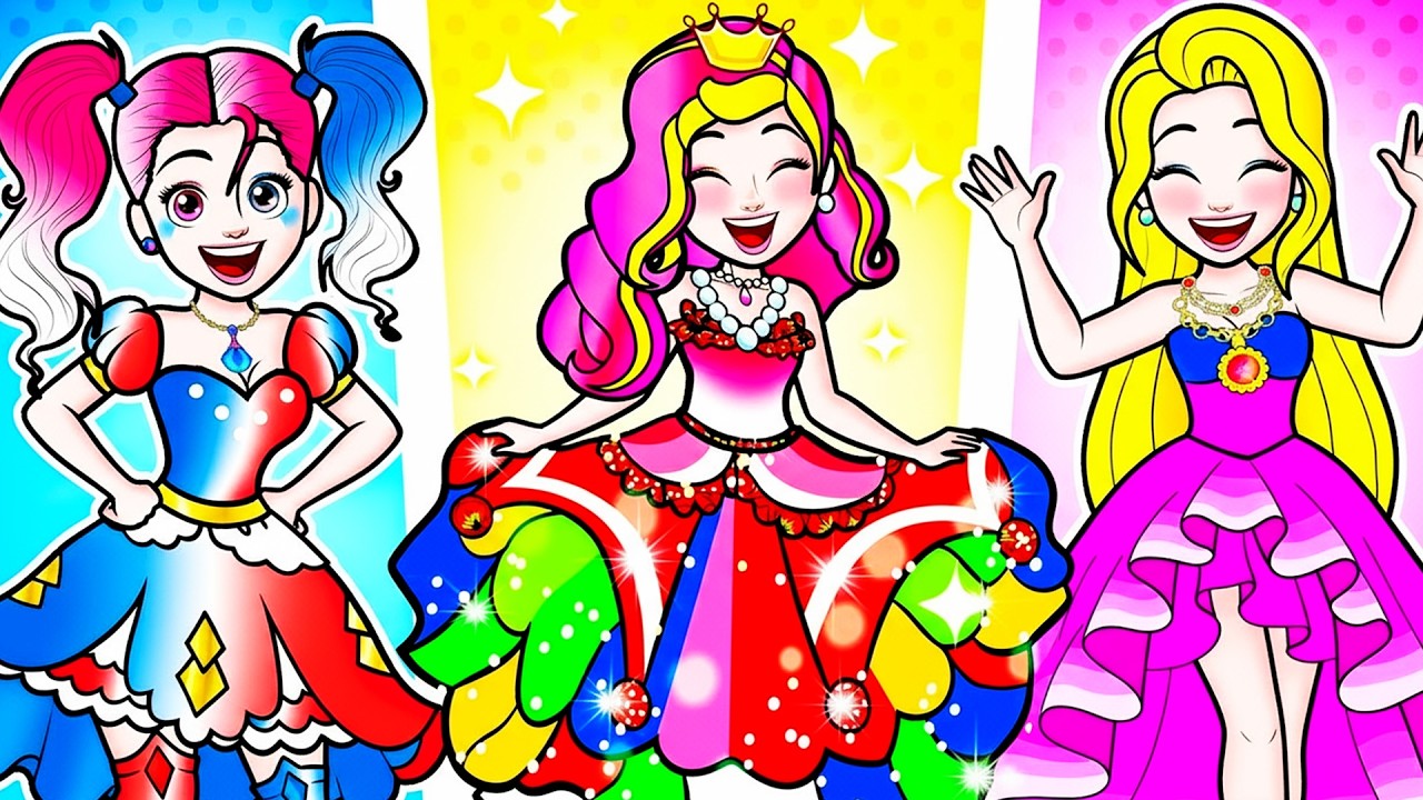 💖Paper Dolls💖 Poor Vs Rich Girl At Prom! Elsa Love Contest - Barbie Dress Handmade - Rapunzel Family