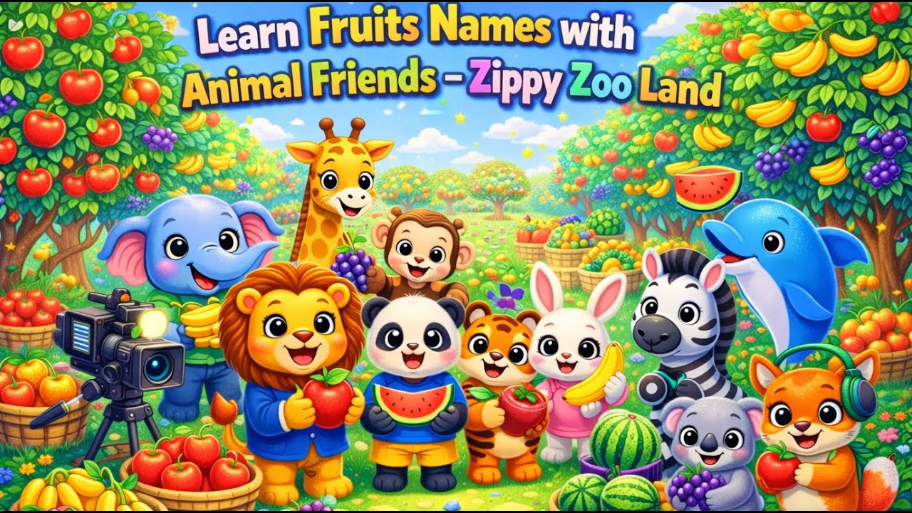 Learn Fruits Names with Animal Friend 🍎🍌 | Fun Learning Nursery Rhyme for Kids | Preschool Education