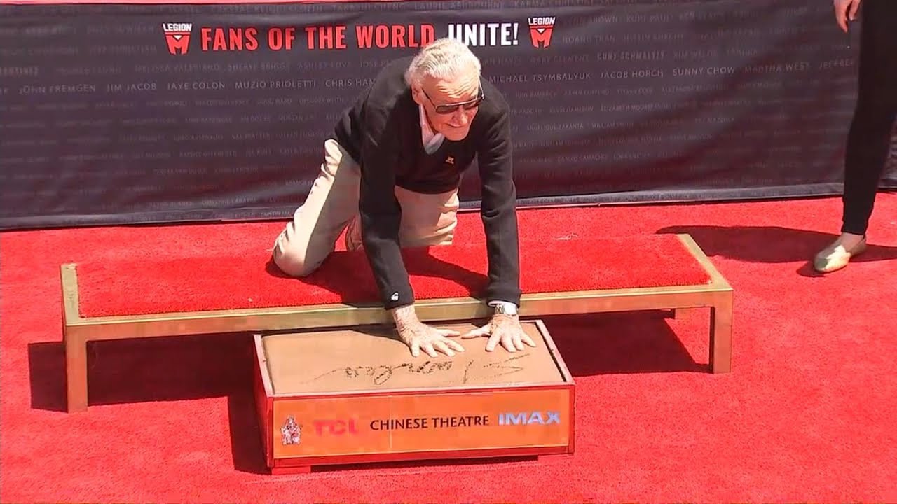 Stan Lee Adds Handprints to Grauman’s Chinese Theater Concrete in Ceremony