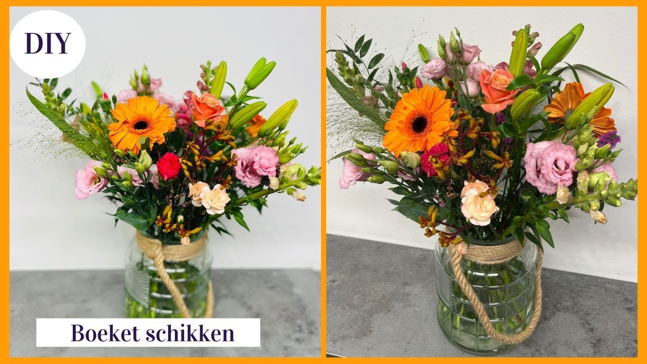 Hoe schik je een boeket mooi op vaas🌷💐| Cursus Bloemschikken #339 | Carlein Tukkers