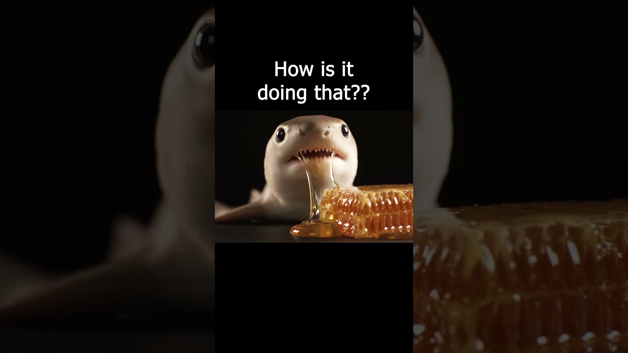 Baby Shark Eating Honey 🦈🍯 ASMR | SootheASMR #ai #asmr #aiart #satisfyingvideo