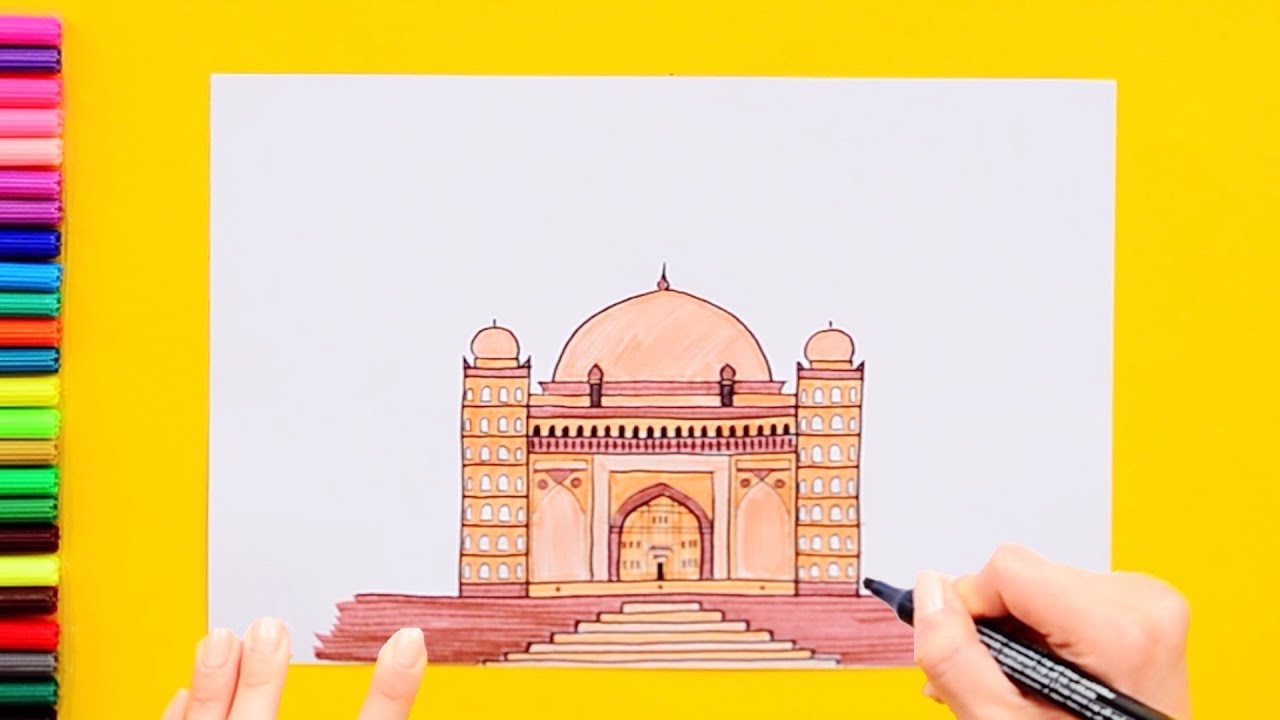 How to draw Gol Gumbaz, Karnataka