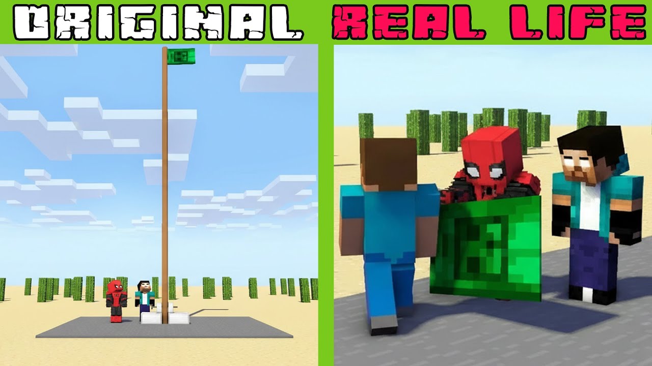 Smart Steve in Spiderman Challenge ⚡ | Original vs Real Life | Minecraft Animation