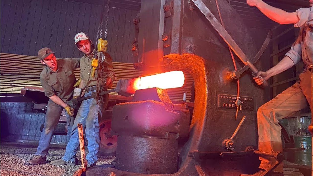 Hillbillies Try Industrial Forging w/ 600lb Steam Hammer and 8” Round Steel