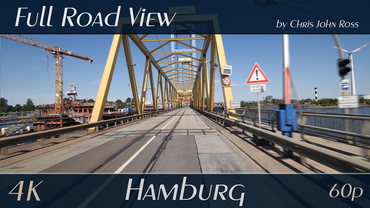 Hamburg, Germany: Moorburg/Wilhelmsburg, Kattwykdamm, Kattwykbrücke - 4K (UHD/2160p/60p) Video