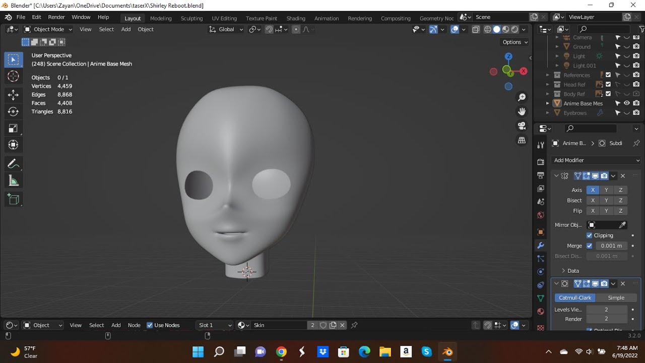 Anime Girl Model Progress