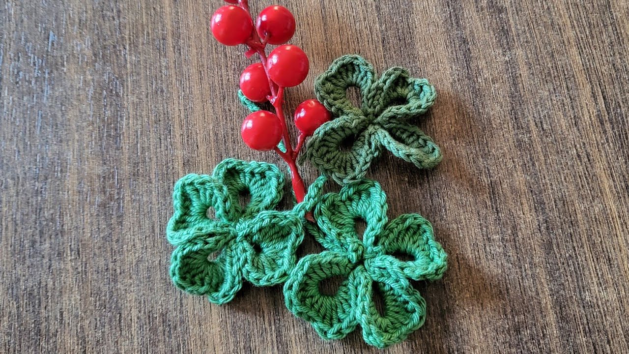 Szerencsehozó lóhere néhány perc alatt | Lucky 4-Leaf clover crochet DIY#foryou #newyear 