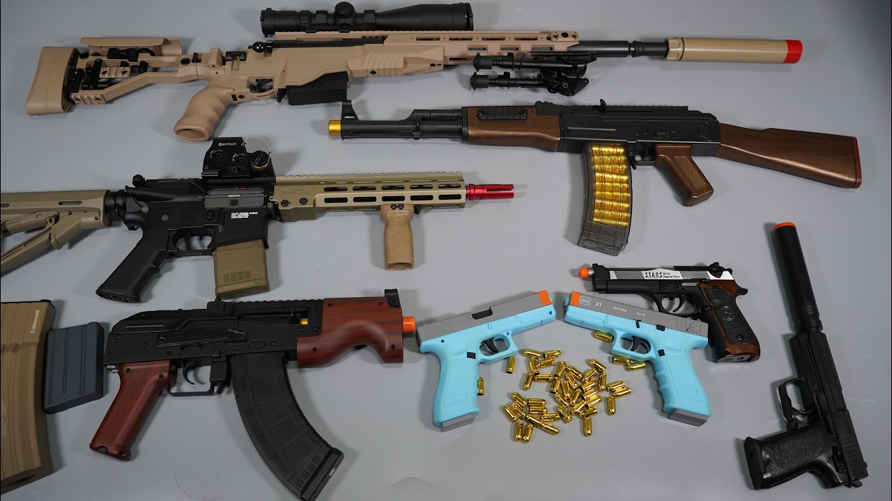 AK47 Shell ejecting ToyGun Nerf gun Draco Airsoft Glock Sniper Rifle - Realistic Toy Guns Collection
