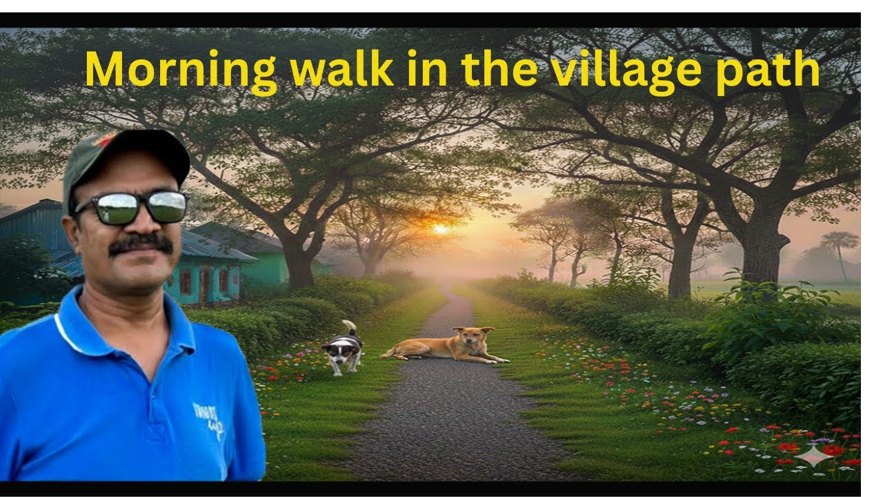 Morning walk in the village path