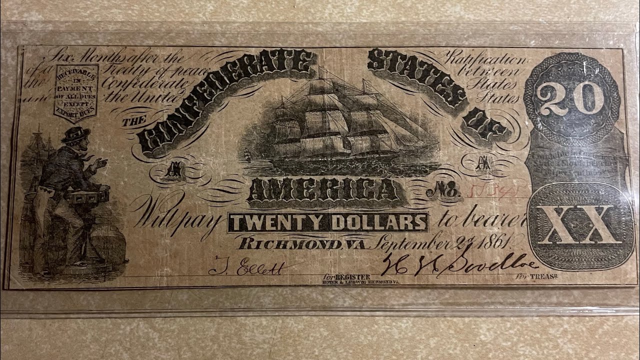 1861 $20 CSA Civil War