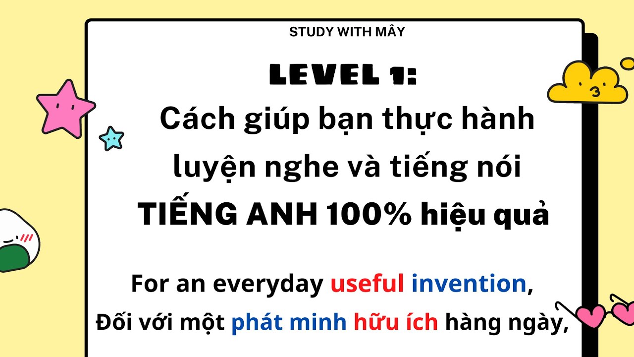 ( 14) LEVEL 1: Luyện nghe và luyện nói  TIẾNG ANH 100% hiệu quả. Tăng trình Tiếng Anh nhanh chóng.