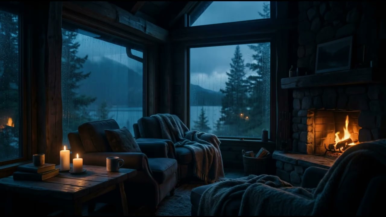 7 Luxury Cabin Fireplace 🔥 4 Hours Cozy Fire Sounds for Relaxation