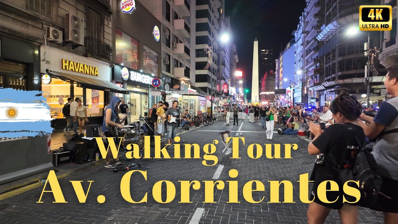 Buenos Aires de Noche | Walking Tour en la Mágica Av. Corrientes [4k]