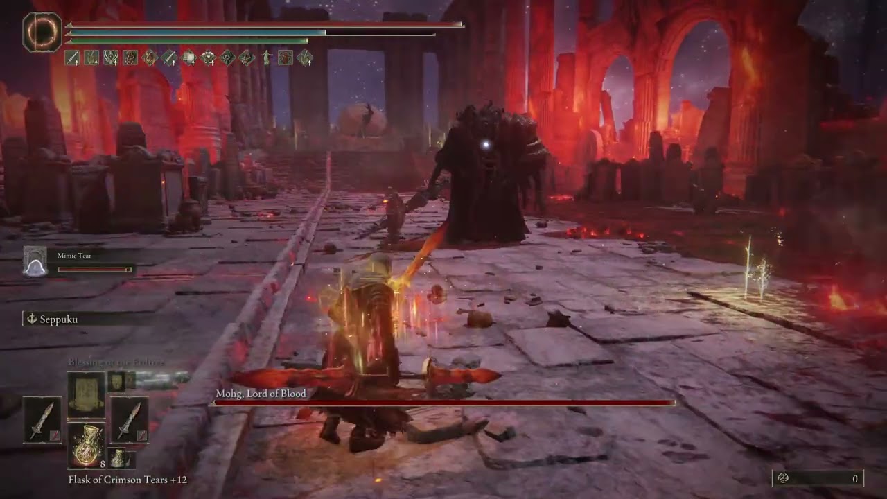 Gargoyle's Twin Blade Seppuku Jump Attack Build VS Mohg - No Damage