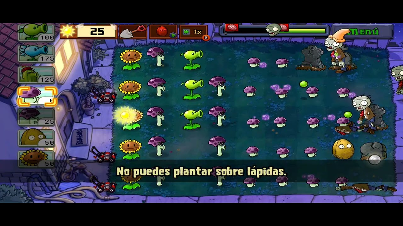 Jugando plantas vs zombies 
