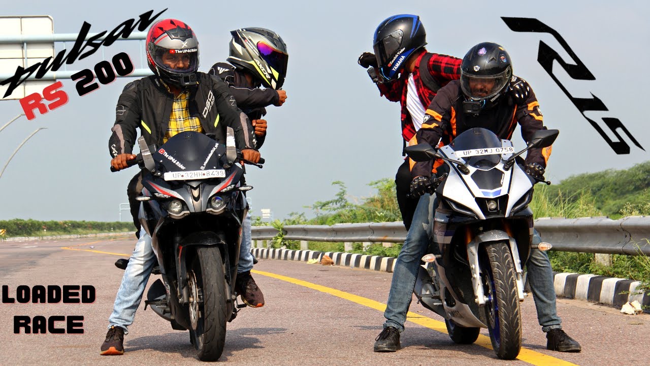 Yamaha R15M VS Pulsar RS200 Drag Race with Pillion, Loaded Race