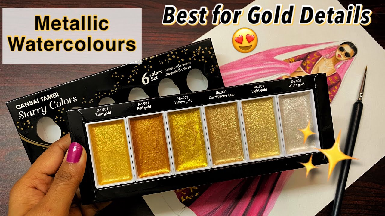 Kuretake Gansai Tambi Starry Colors | Metallic Gold For Detailing | Unboxing & Full Review