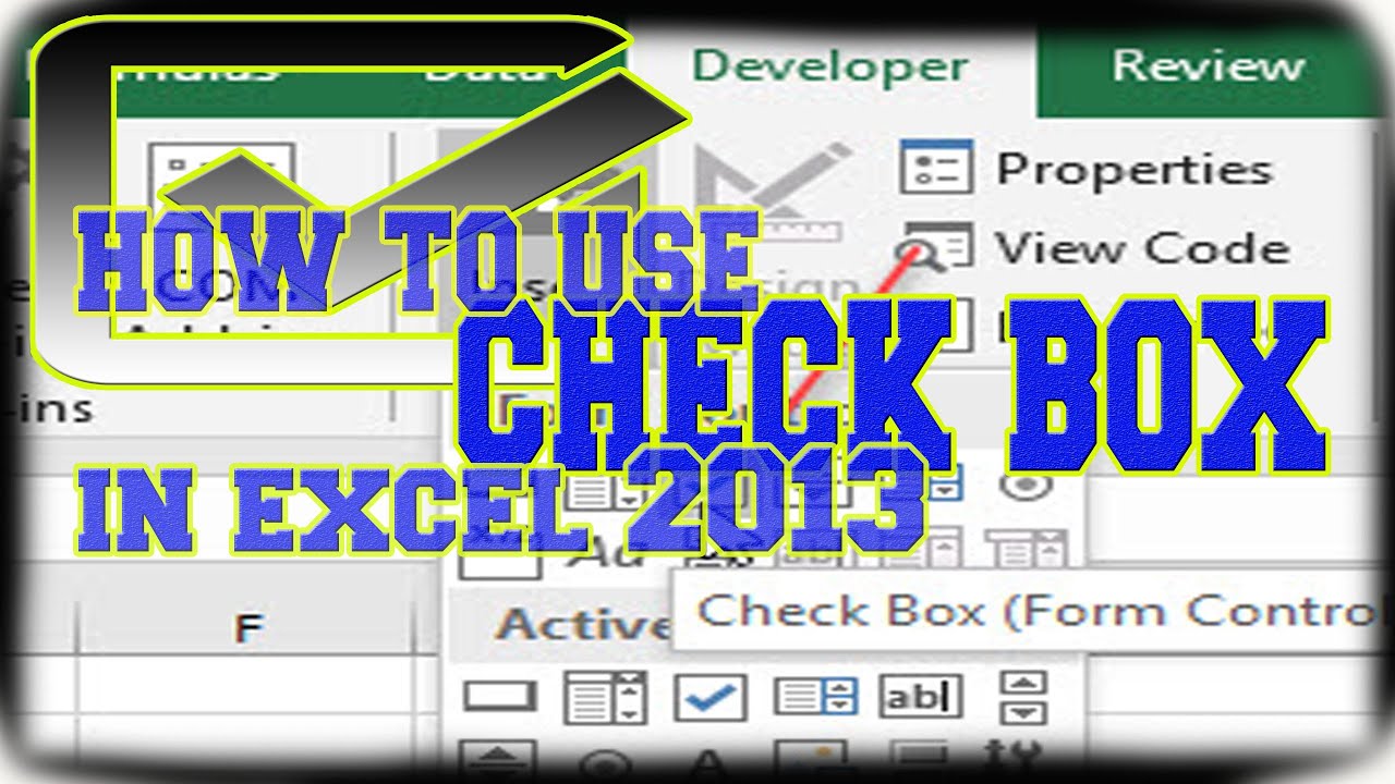 HOW TO USE CHECK BOX IN EXCEL 2013