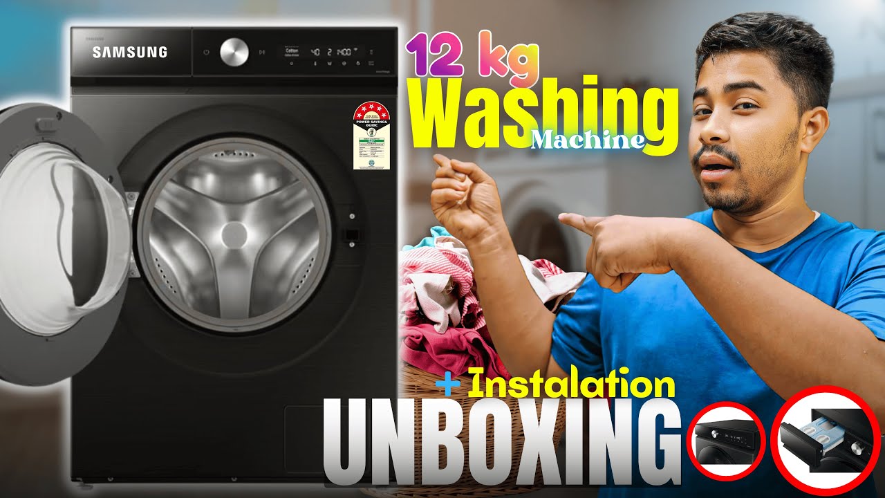 Samsung WW12DB8B54GB 12Kg Washing Machine Unboxing 🔥 Full Features, Installation & Real Working