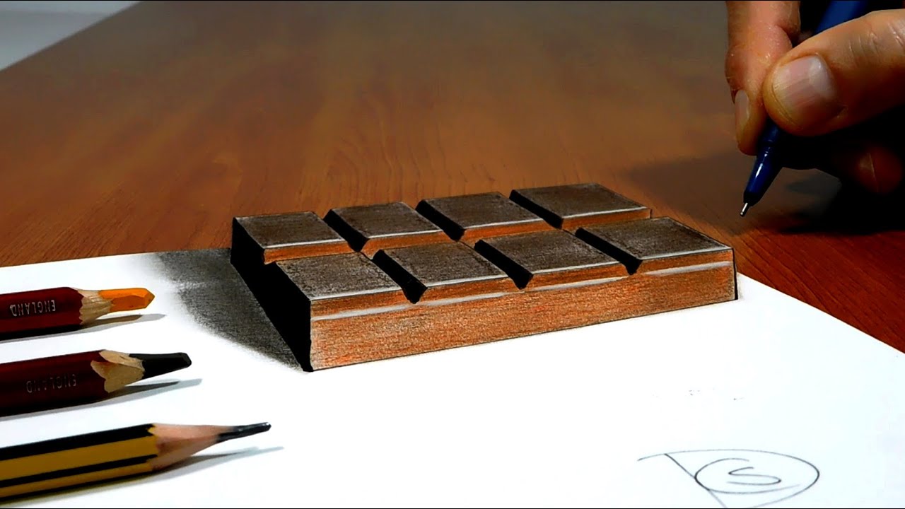 How to Draw a Chocolate, 3D Trick Art on Paper