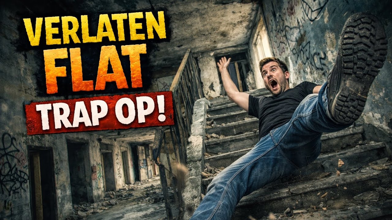 Verlaten appartementen complex *van de trap gekankerd door zwerver!*