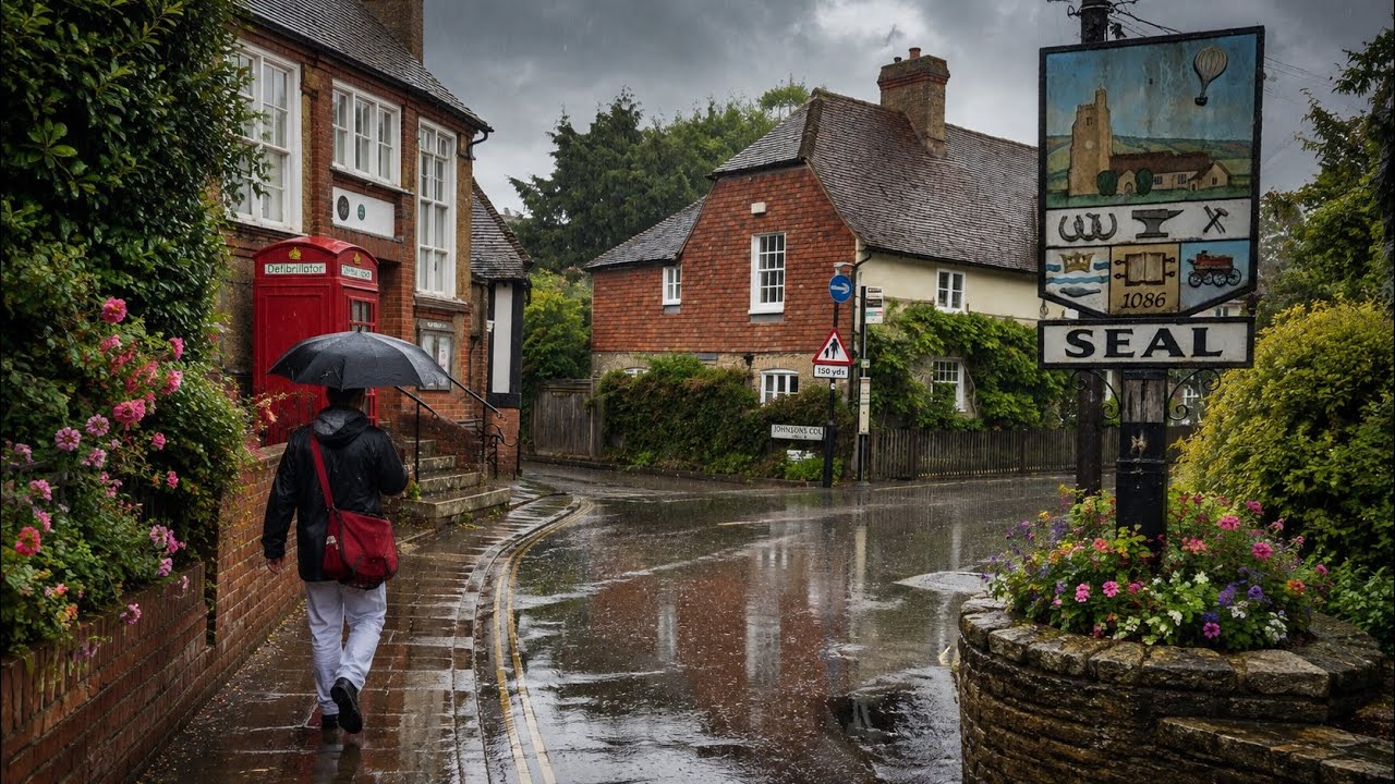 When Gentle Drizzle Became a Summer Downpour | Seal Village, Kent | 4K ASMR Rain Ambience