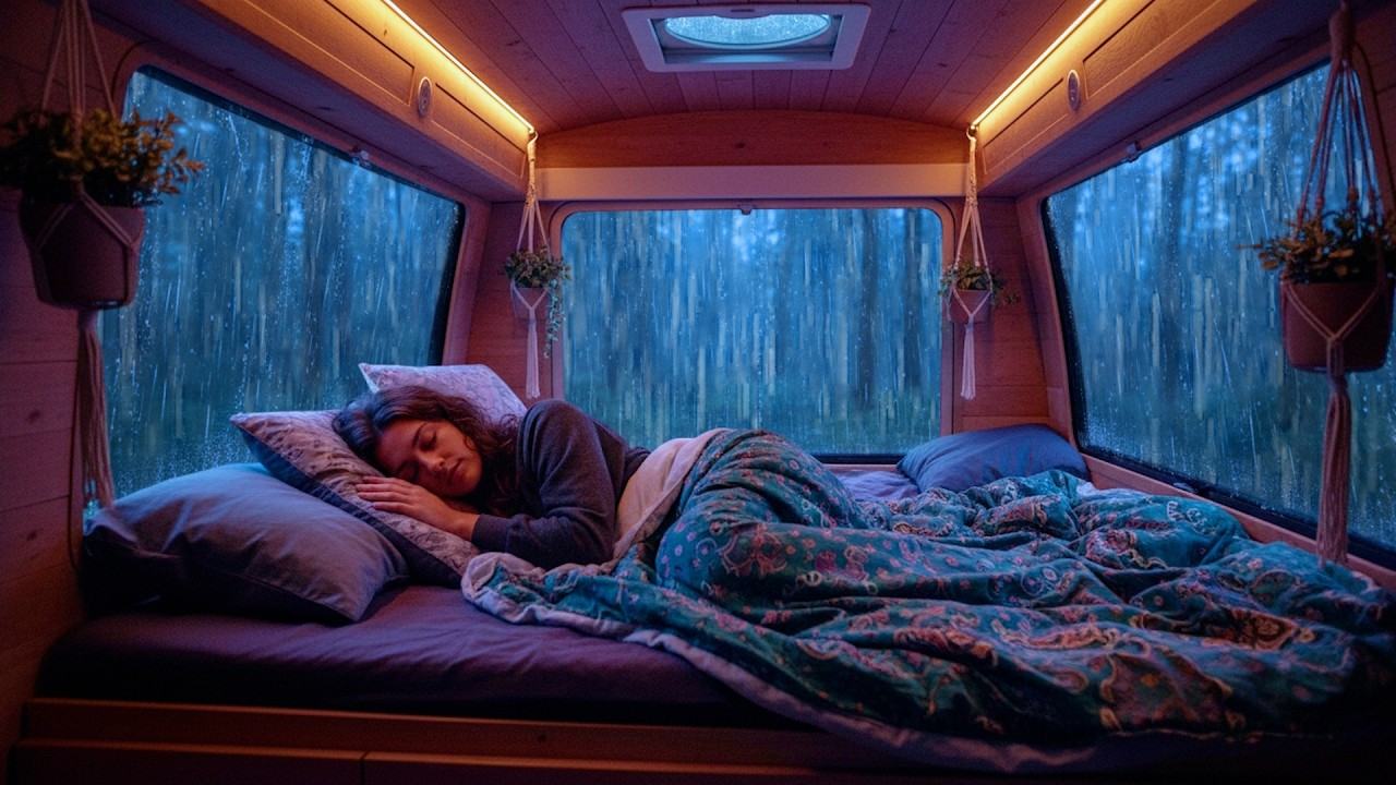Rain & Thunder in Car at Night | Heavy Rain Sounds for Fast Deep Sleep