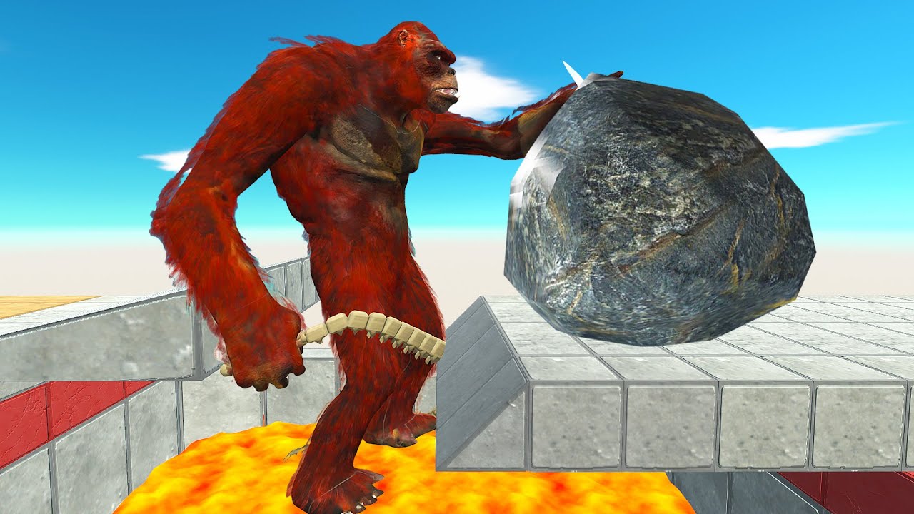 MONSTERS HIT BY STONE FALL IN LAVA #2 - Animal Revolt Battle Simulator