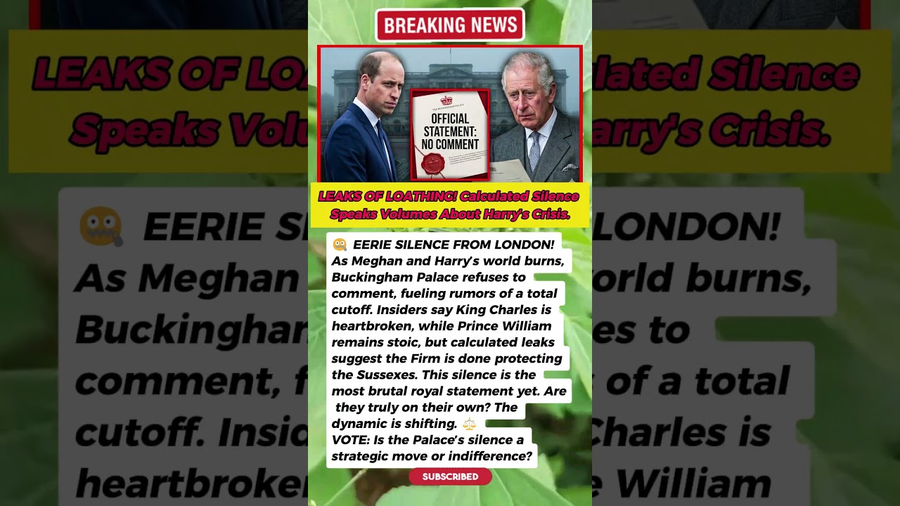 BRUTAL SILENCE! 🤫 Palace Ignores Harry's Crisis as Leaks Reveal The TRUTH! ⚖️ #RoyalNews #Buckingham