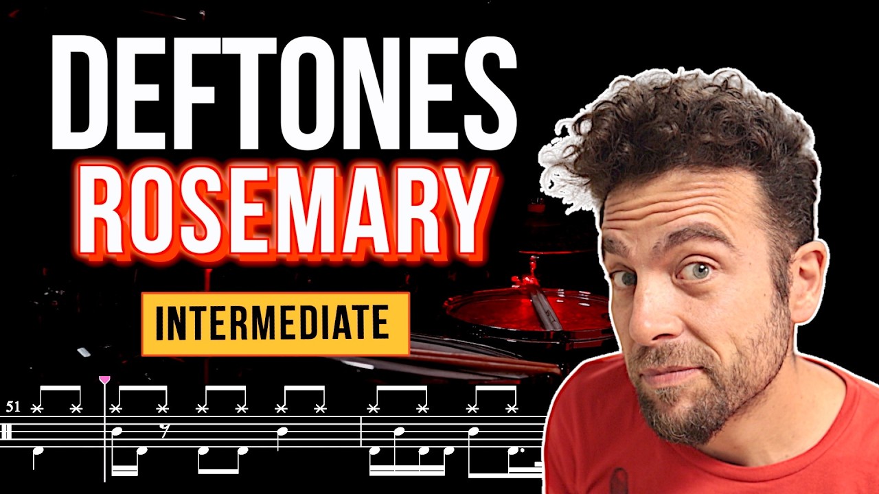 Deftones - Rosemary - Drum cover (with scrolling drum score)