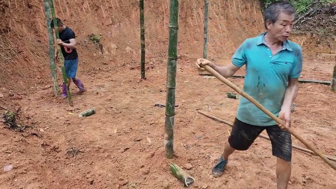 Father-in-law helped the couple build a pigsty out of bamboo