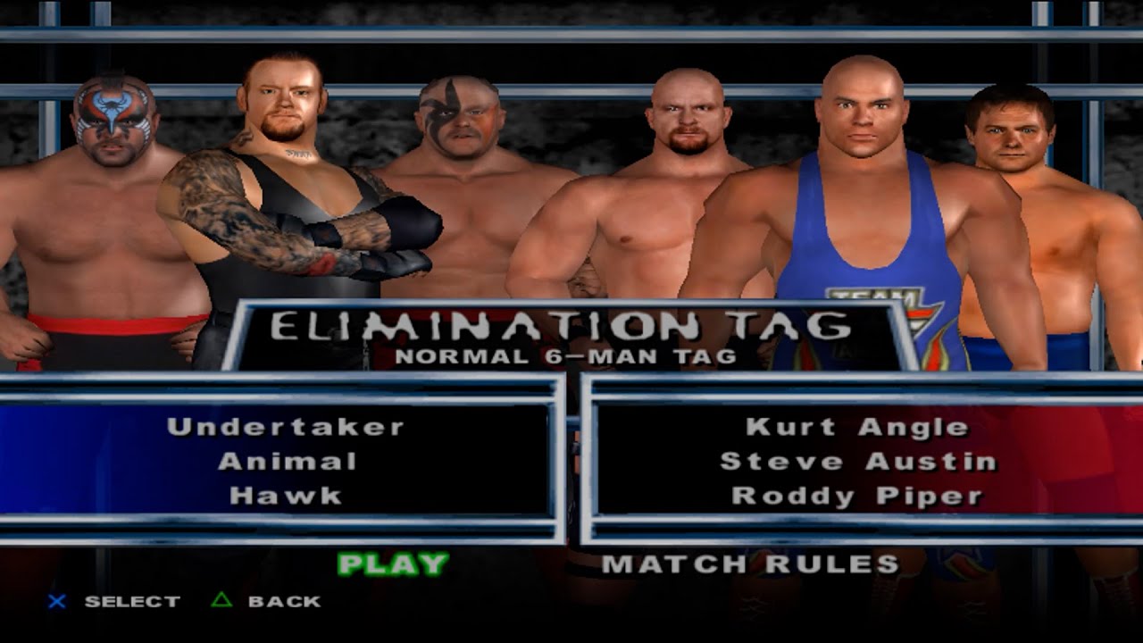 WWE SmackDown! HCTP - Undertaker,Animal,Hawk VS KurtAngle,SteveAustin,RoddyPiper (ELIMINATION TAG)