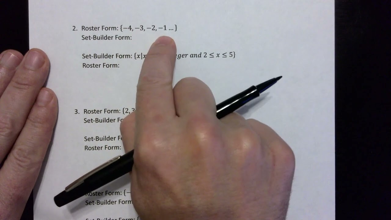 Writing Sets of Integers using Set Builder and Roster Forms