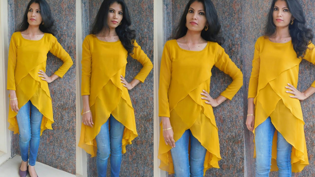 Designer wear dress cutting and stitching  malayalam  /layered top/108