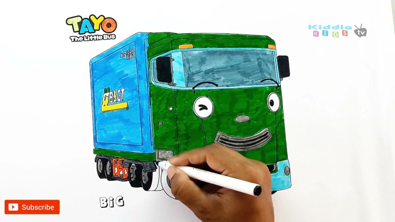 Drawing   Coloring BIG,CHRIS,Heart,KINDER Tayo The Little Bus Coloring Pages
