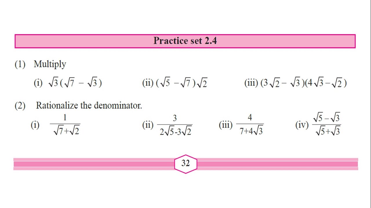 Practice Set 2.4 - Class 9 Math (Maharashtra Board) || Digital Master