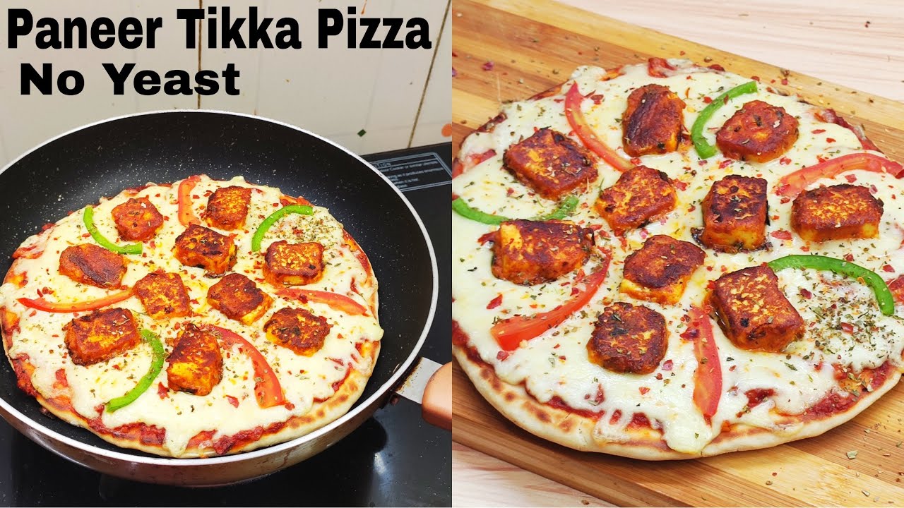 Paneer Tikka Pizza Without Yeast, Oven | Instant Pizza With Sauce | पनीर टिक्का पिज्जा बनाए पेन में|