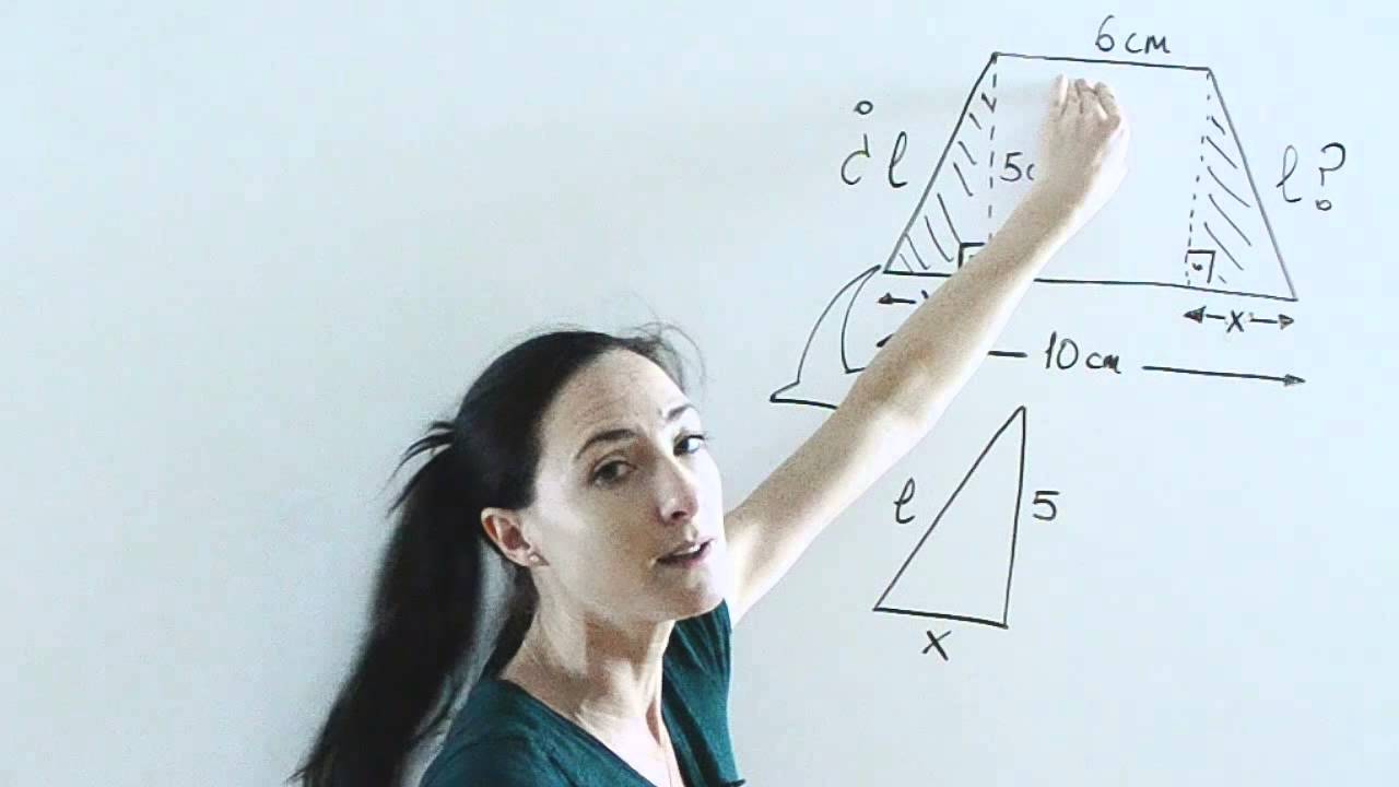Aplicación del teorema de Pitagoras a un trapecio isósceles