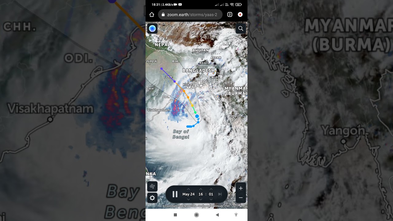 live tracking of cyclone YAAS