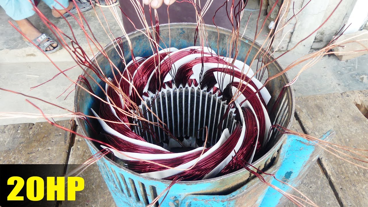 How to Rewind a 20 HP 3-Phase Electric Motor: Complete Winding Data